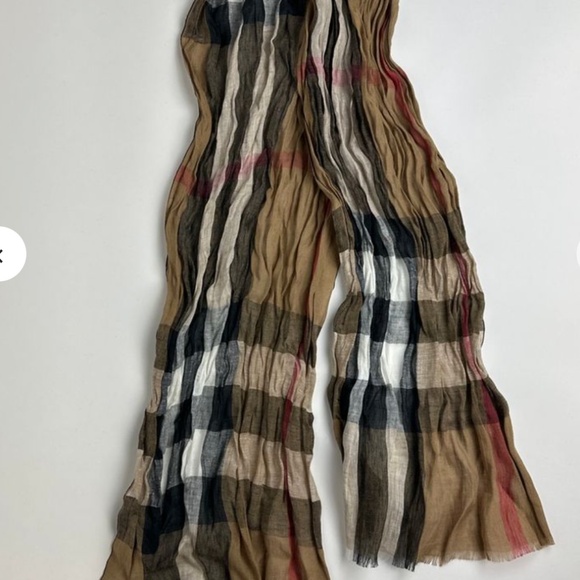 NWT BURBERRY Linen Rectangle Scarf Giant Exploded Check Pattern Unisex Nova - Picture 4 of 10